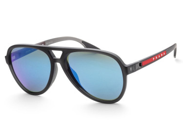 Prada Sport PS06WS 13C08R Grey Transparent Rubber/Light Green Mirror Blue