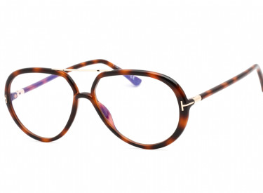 Tom Ford FT5838-B 053 Blonde Havana/Clear/Blue-Light block lens