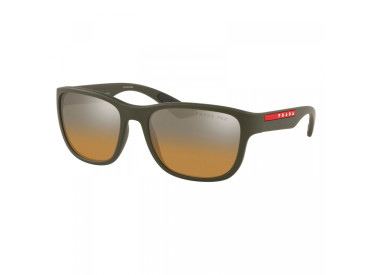Prada PS01US 578741 Green Rubber/Brown Gradient Grey Mirror Polarized 59mm