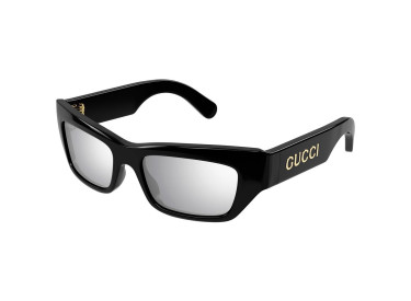 Gucci GG1296S 002 Shiny Black/Grey with Silver Mirror