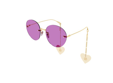 Gucci GG1149S 005 Gold/Violet with Chain Heart