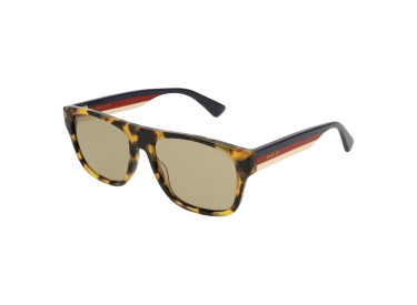 Gucci GG0341S 006 Blonde Havana with Blue/Red/Beige Stripe/Brown