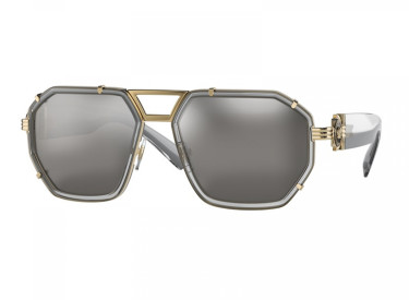 Versace VE2228 10026G Transparent Grey/Light Grey Mirror Silver 80 Lens