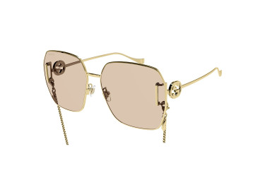 Gucci GG1207SA 001 Gold/Light Brown with Gold Chain