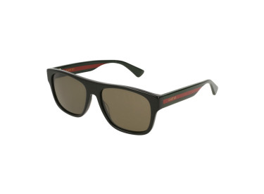 Gucci GG0341S 002 Black with Green and Red Stripe/Grey Polarized