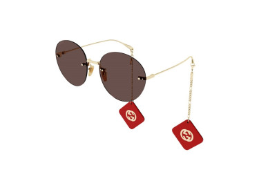Gucci GG1149S 008 Gold/Brown with Chain Black Red Pendants