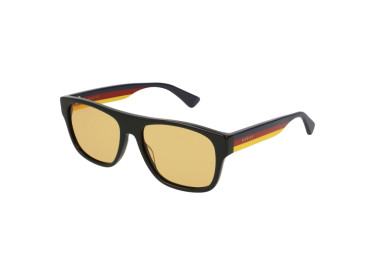 Gucci GG0341S 005 Black with Blue/Red/Yellow Stripe/Yellow