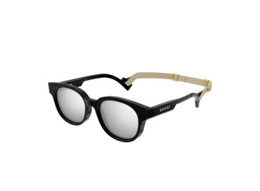 Gucci GG1237SA 002 Shiny Black/Silver Mirror
