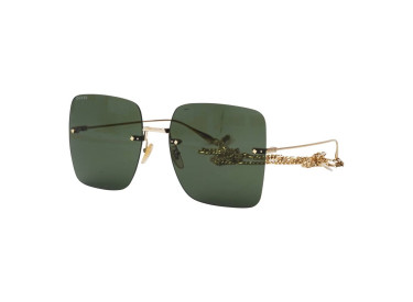 Gucci GG1147S 002 Gold/Dark Green with Gold Chain