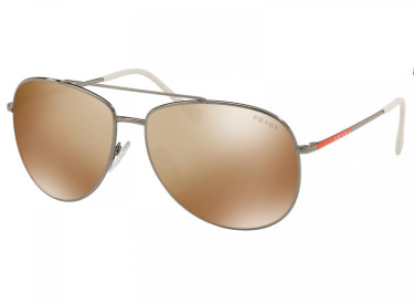 Prada Sport PS55US 5AVHD0 Gunmetal / Dark Brown Gold Mirror
