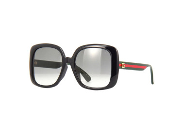 Gucci GG0714SA 001 Black with Green and Red Stripe/Grey Gradient