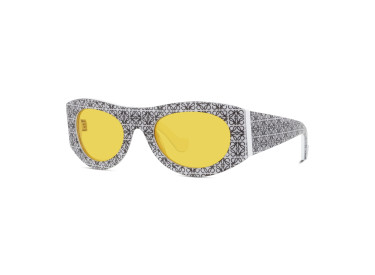 Loewe LW40075I 23J White with Black Anagram Pattern/Yellow