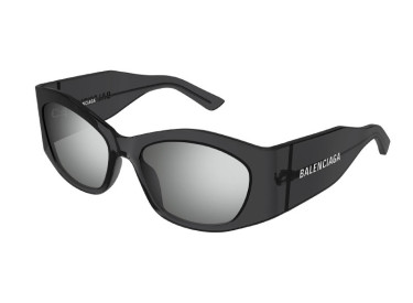 Balenciaga BB0329S 003 Transparent Dark Grey/Silver Mirror